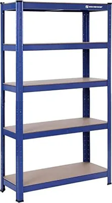 Obrázek produktu pro pětiúrovňové ocelové regály, montáž bez použití nářadí, garážový přístřešek, nosnost. 650 kg, 30x75x150 cm