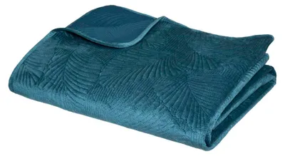 Obrázok produktu pre Prehoz Na Posteľ Listový Modrý 240X260 Cm Velúr