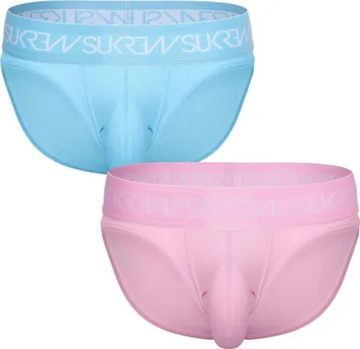 Imagen del producto de SUKREW - Ropa Interior Slip Hombre - Classic Brief Multipack 1x Breeze Blue + 1x Summer Pink - Tamaño M
