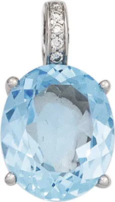 Produktbild von Anhänger Blautopas Topas oval himmelblau & Brillanten 585 Gold Weißgold Damen
