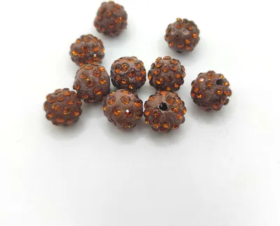 Produktbild von Shamballa Perlen, glitzer, 8 mm, 15 Stück, Braun dunkel