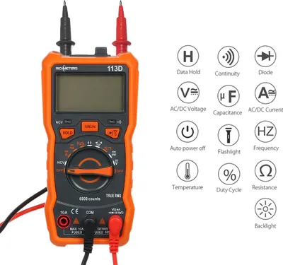 Obrázek produktu pro RICHMETERS RM113D NCV Digitální multimetr 6000 čítačů Automatický rozsah AC/DC Měřič napětí Teplota Podsvícení bleskem Velký displej s magnetickým odsáváním