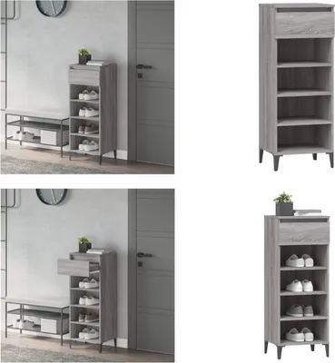 Produktbild von vidaXL Schuhregal Grau Sonoma 40x36x105 cm Holzwerkstoff - Schuhregal - Schuhregale - Schuhaufbewahrung - Schuhschrank