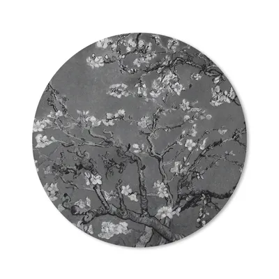Produktbild von MuchoWow® Mauspad Mousepad Mandelblüte - Van Gogh - Schwarz und weiß 30x30 cm - Mousepads - Maus Mat - Pad - Mausunterlage - Tischunterlage - Schreibtischmatten