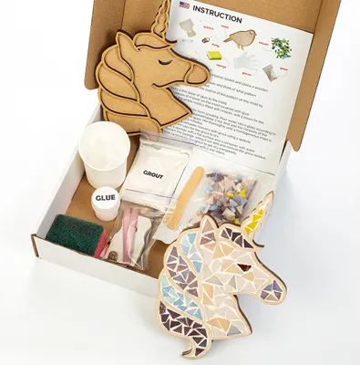 Produktbild von NKlaus DIY Mosaik Bastelset Einhorn 10tlg Spielzeug Kinder, Erwachsene Craft Kit Puzzle Mosaikkunst 15252