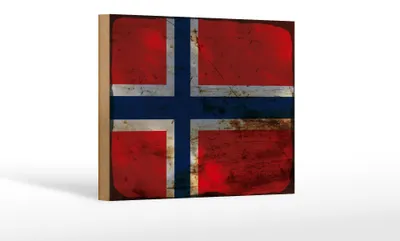 Produktbild von Holzschild Flagge Norwegen 18x12 cm Flag Norway Rost Dekoration