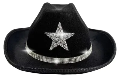 Produktbild von Kinderhut mit funkelndem Strasssternmuster, leicht und bequem, Cowboyhut, ideal für Karneval, Kostümpartys und Halloween