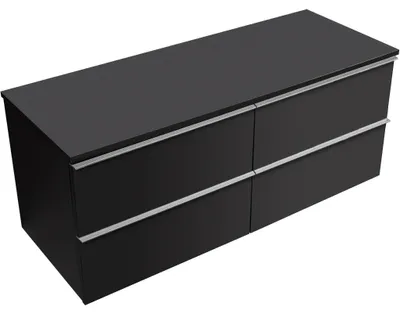 Produktbild von CERANO - Badezimmerschrank Velora - matt schwarz, Griff chromfarben + Waschtischunterschrank Navira Slim - 18 mm - 120x54,8x46,5 cm