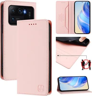 Produktbild von Lederhülle für Xiaomi Mi 11 Ultra Hülle Flip Brieftasche Kartenfächern Ständer Schutzhülle Pink