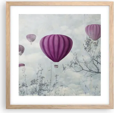 Produktbild von Gerahmtes Poster - Rahmen in heller Eiche - Ballon Baum Flug - 40x40 cm - Wand Bild - Wanddeko - Wandbilder - Kunstposter - Wandposter - Bilderrahmen - Bilder - Kunstdruck - Wandbild - P2NAC40x40-3581
