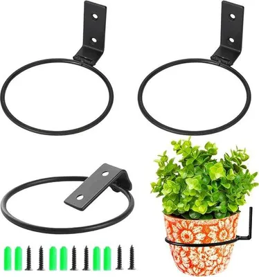 Zdjęcie produktu dla Metalowy wieszak na kwiaty, 15 cm, czarny, na balkon