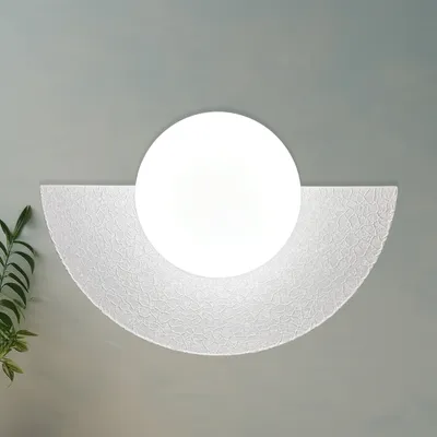 Produktbild von Halben Mond Wandleuchte Innen Vintage Metall, Sandal, Wandlampe Glas E27, Innen Wandlampe Glas  Schlafzimmer, Vintage Deko Wohnzimmer - Weiß