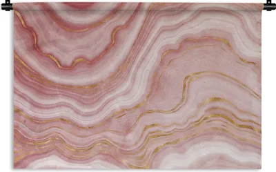 Produktbild von MuchoWow® Wandteppich Wandbehang Marmor - Gold - Rosa 90x60 cm Tapisserie Dekoration Wandtuch - Wandskulpturen - Bildteppich