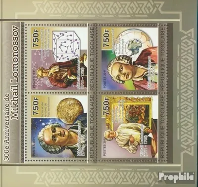 Produktbild von Briefmarken Togo 2011 Mi 3904-3907 Kleinbogen (kompl. Ausgabe) postfrisch Michail Wassiljewitsch Lomonossow