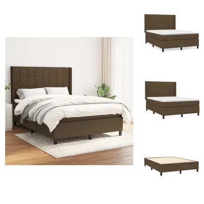 Produktbild von vidaXL Boxspringbett mit Matratze Dunkelbraun 140x200 cm Stoff -  Betten & Bettgestelle