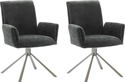 Produktbild von Armlehnenstühle Esszimmer 2er Set in anthrazit SVELVIK-05, B/H/T ca. 61/86/63 cm