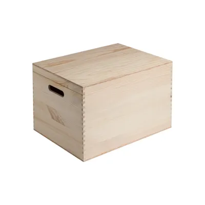 Produktbild von Holzkiste mit Deckel und Griffen für verschiedene Produkte – Innenmaße: 40X30X25 | Für Heimwerkerarbeiten, Hochzeitsgeschenke, Geschenkkörbe sowie Lebensmittel- und Weinprodukte – PT03C, 60X40X40