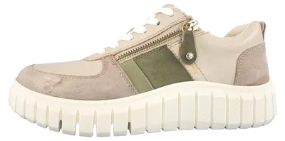 Image de Tamaris Comfort : chaussures de ville pour femmes, lacets, baskets, couleur beige, style décontracté