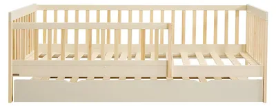 Produktbild von Bett mit Schublade 90 x 190 cm - Kiefer und MDF – Beige und Natur - PROVIATI