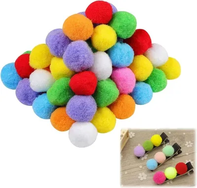 Produktbild von Pompons zum Basteln, 100 Stück 3cm Bunt Groß Pompons, Groß Pom Poms für Handwerk Herstellung, Pompons Bälle für Ostern, Weihnachten, Bunte Pompons für Lustige DIY Kreative Handwerk