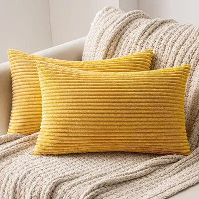 Productafbeelding van Kussensloopsets, corduroy, 2 stuks, 40x80 cm, gembergeel