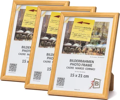 Obrázek produktu pro Sada 3 dřevěných rámečků na fotografie, klasický styl, 15 x 21 cm, hnědá