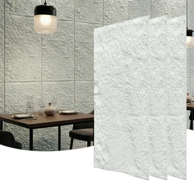 Obrázek produktu pro Obkladové panely YARDINPolyuretans elegantním vzhledem kamene, tloušťka 3 cm, 6 kusů, barva krémová bílá, model A, pro kreativní dekoraci stěn