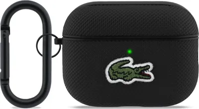 Image de Étui AirPods Pro 3 Lacoste noir Logo crocodile vert avec mousqueton