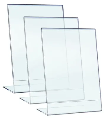 A4 Acryl-Ständer, 3er-Pack, L-förmig, transparent, 21x29,7 cm