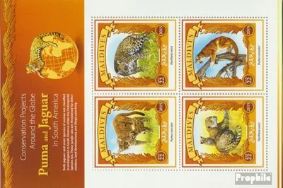Produktbild von Briefmarken Malediven 2015 Mi 5936-5939 Kleinbogen (kompl. Ausg.) postfrisch Puma und Jaguar