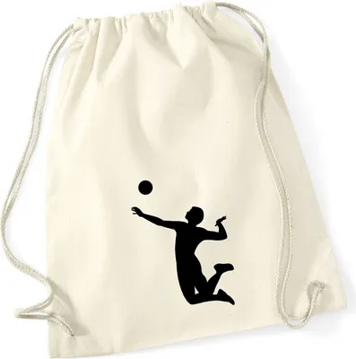 Produktbild von Huuraa Turnbeutel Volleyball Silhouette 12 Liter Natural Baumwolle Rucksack Geschenkidee