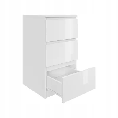Produktbild von Kommode 40cm Weiß lackiert, 3 Schubladen, Sideboard,  Mehrzweckschrank Schrank