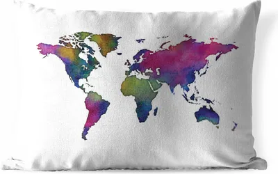 Produktbild von MuchoWow® Outdoor Kissen - Weltkarte - Aquarell - 60x40 cm - Wetterfest - Lounge Kissen - Zierkissen - Kissen für Innenräume