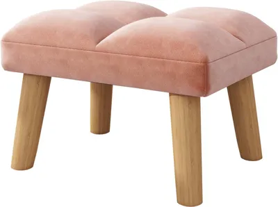 Produktbild von Samt Fußhocker 40x30x27 cm, Holzbeine, für Wohnzimmer