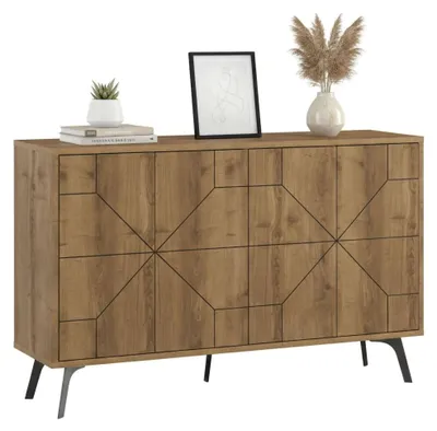 Produktbild von Kommode Dokwonkw, Wohnzimmerbuffet, Wohnzimmer-Sideboard, Moderne Küchen-Speisekammer, 123x35h77 cm, Eiche