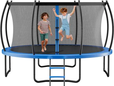 Immagine prodotto di VEVOR trampolino da esterno a terra 305 x 305 cm con rete di sicurezza e imbottitura spessa, ASTM, trampolino ad alte prestazioni, portata massima 150 kg trampolino da giardino per bambini