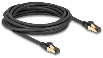 Productafbeelding van Delock - Netwerkkabel - RJ-45 (M) naar RJ-45 (M) - 5 meter - 6 mm - S/FTP - CAT 7 - Geschikt voor buitengebruik, zonder haak - Zwart