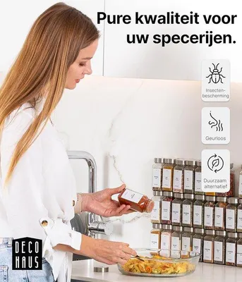 Produktbild von Famanu Gewürzbehälter Set 36-teilig - Gläserne Gewürzgläser mit Etiketten & Streuer