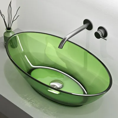 Produktbild von Mai & Mai Waschbecken Aufsatzwaschbecken aus Kunstharz Waschschale Handwaschbecken Oval 63x34x17cm in Apfelgrün ohne Hahnloch und Überlauf Coloria02