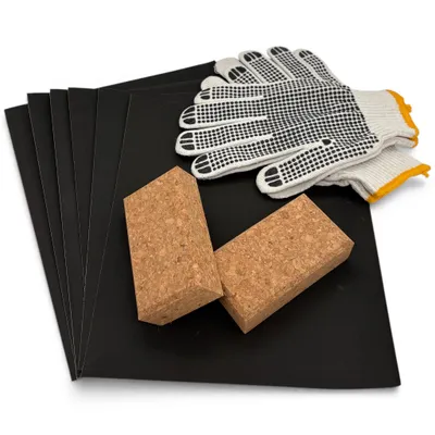Produktbild von Schleifpapier Set 230x280 mm 6 Körnungen + Schleifblock Komplettset Holz Lack