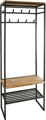 Produktbild von KAWOLA Garderobe FLINT Akazie Metall schwarz 1 Ablage