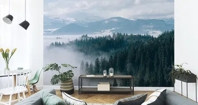 Immagine prodotto di Carta da parati in tessuto non tessuto murale foresta nella nebbia 270 cm (L) x 180 cm (H) decorazione murale della parete