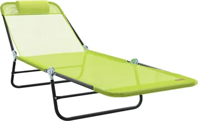 Image de vidaXL Chaise longue pliante verte 182 x 55 x 85,5 cm en Textilene