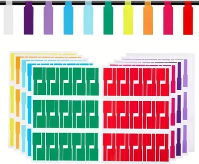 Produktbild von Kabeletiketten 420 Stück 12 Farben, A4-Format (297 x 210 mm) Cable Markings, Kabelkennzeichnung mit Öse, wasserfest, reißfest,für Kabelbeschriftungen zur Beschriftung und für Heimwerkerprojekte