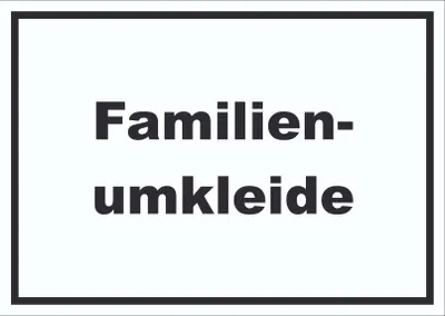 Produktbild von Familienumkleide Schild mit Text waagerecht A5 Rückseite selbstklebend