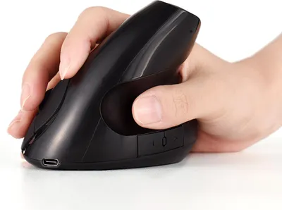Zdjęcie produktu dla Mysz pionowa Bezprzewodowa ergonomiczna mysz do gier 2,4 GHz z ładowaniem USB-C i prędkością 2400 ruchów do laptopów, komputerów biurowych i domowych