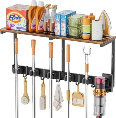 Obrázek produktu pro Držák na kartáče, nástěnná montáž, 5 držáků, 6 háčků, pro koupelnu