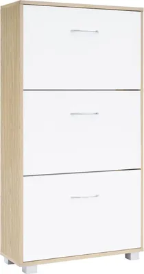 Immagine prodotto di Casaria Scarpiera Mobile per Scarpe Legno Rovere 3 Scompartimenti 115x60x24 cm Scaffale Salvaspazio