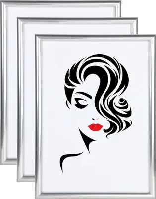Produktbild von 3er 5er Set Classic Leichter Kunststoff Bilder Foto Rahmen Poster Schutz BD - Farbe: 3er Pack Silber | Format: 20x20