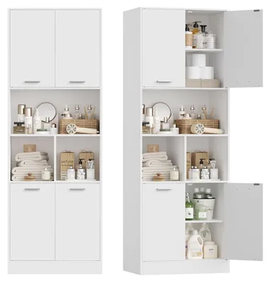 Image de Armoire de salle de bain - Haute - 180 cm - 60 cm de large - Blanc